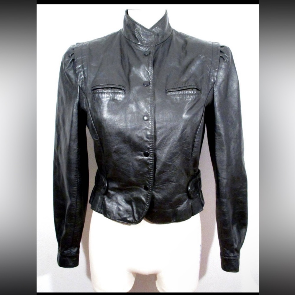Vintage Genuine Real Leather Victorian Jacket Coat fits S M